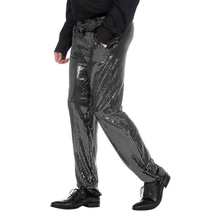Feestbazaar Broek Disco Zilver Glitter Wave Heren