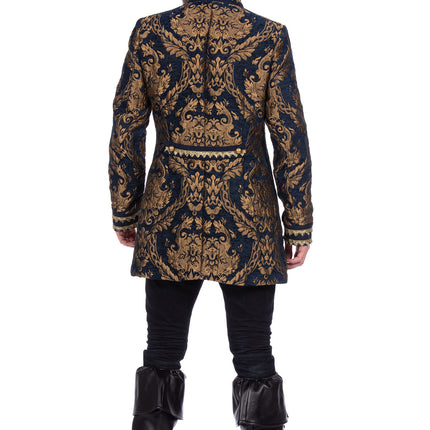Feestbazaar Brokaat Jas Blauw/Goud Heren Premium