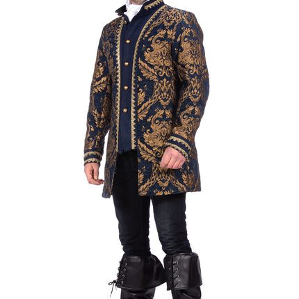 Feestbazaar Brokaat Jas Blauw/Goud Heren Premium