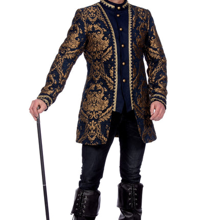 Feestbazaar Brokaat Jas Blauw/Goud Heren Premium