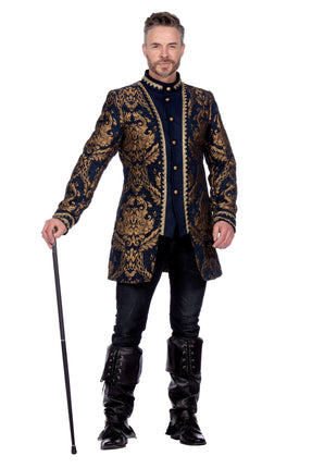 Feestbazaar Brokaat Jas Blauw/Goud Heren Premium