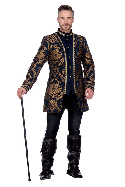 Feestbazaar Brokaat Jas Blauw/Goud Heren Premium