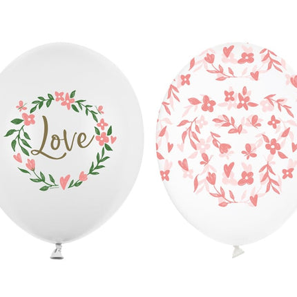 Feestbazaar Bruiloft Ballonnen Love/Bloemen (50st)