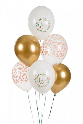 Feestbazaar Bruiloft Ballonnen Love/Bloemen (50st)