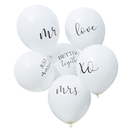 Feestbazaar Bruiloft Ballonnen Set Wit (6st)