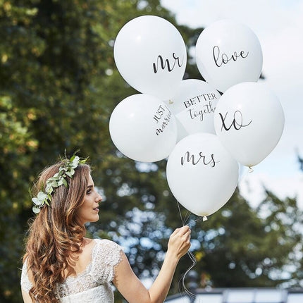 Feestbazaar Bruiloft Ballonnen Set Wit (6st)