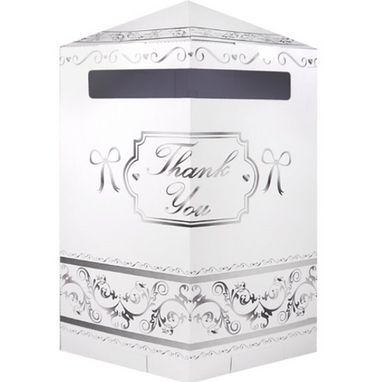 Feestbazaar Bruiloft Kaarten Box 'Thank You' Wit/Zilver