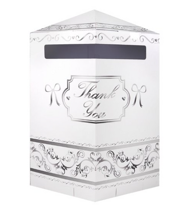 Feestbazaar Bruiloft Kaarten Box 'Thank You' Wit/Zilver