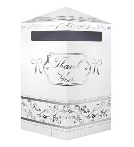 Feestbazaar Bruiloft Kaarten Box 'Thank You' Wit/Zilver