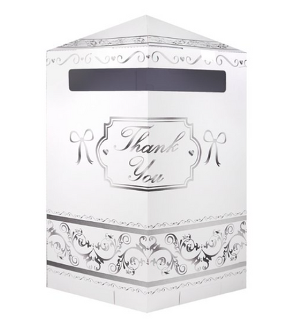 Feestbazaar Bruiloft Kaarten Box 'Thank You' Wit/Zilver