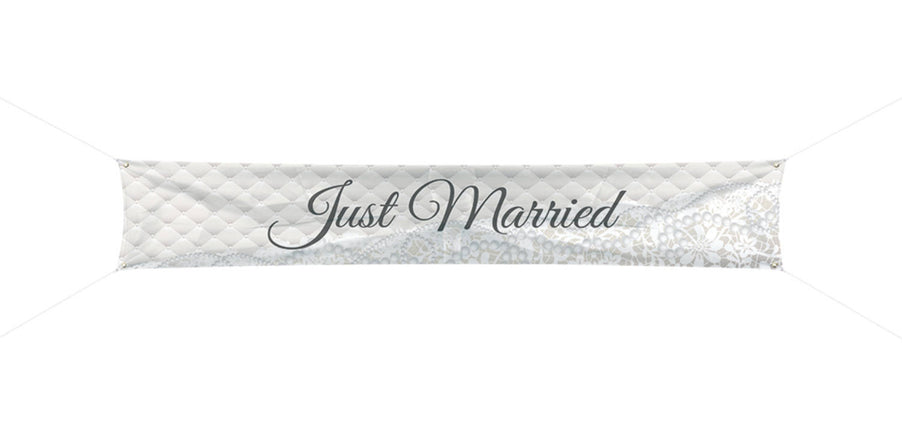 Feestbazaar Bruiloft Spandoek Just Married 300x60cm