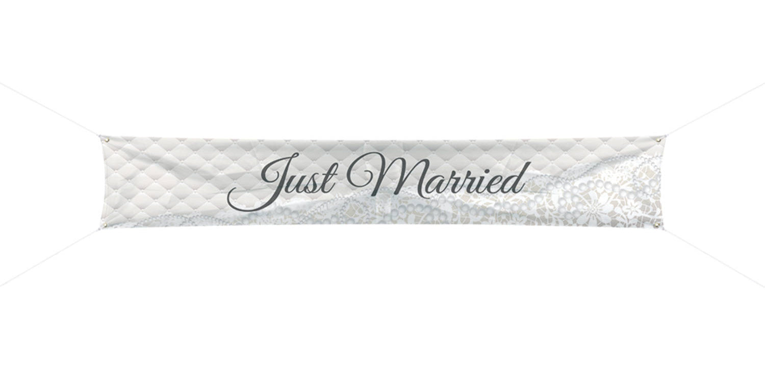 Feestbazaar Bruiloft Spandoek Just Married 300x60cm