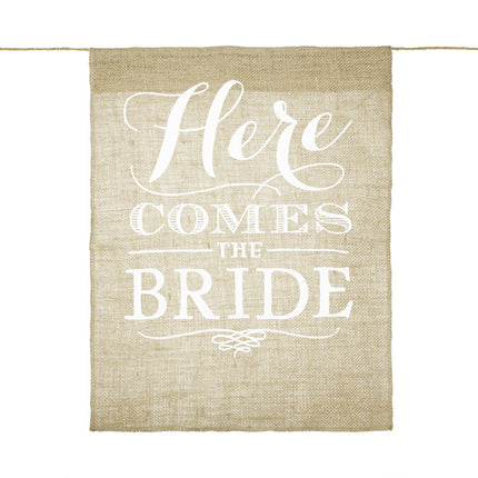Feestbazaar Bruiloft Vlag 'Here Comes The Bride'