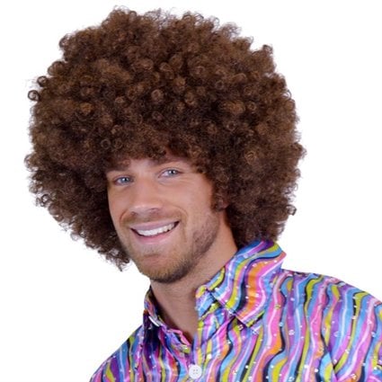 Feestbazaar Bruine Afro pruik