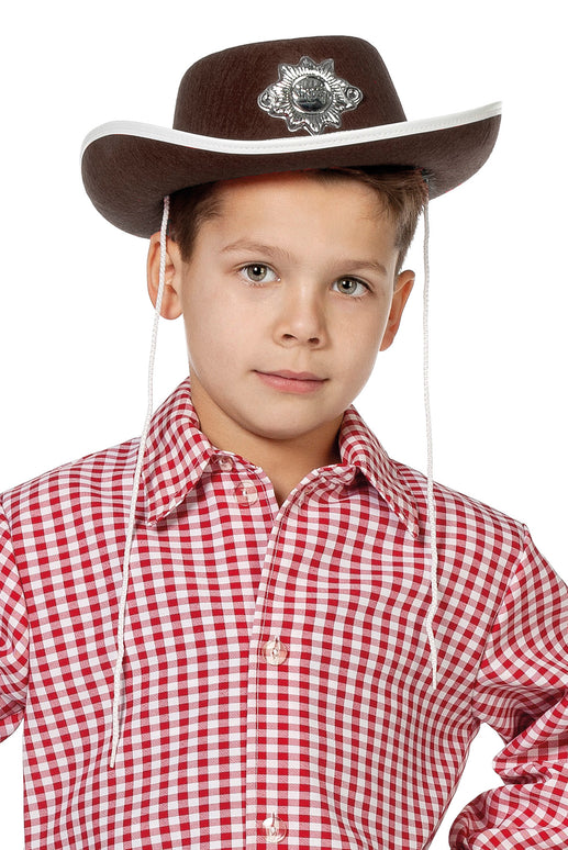 Feestbazaar Bruine Cowboyhoed met ster kind