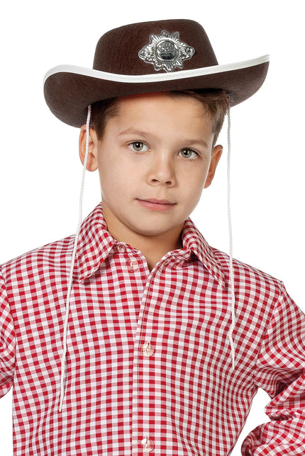 Feestbazaar Bruine Cowboyhoed met ster kind