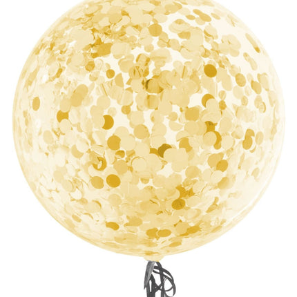 Feestbazaar Bubbel ballon met gouden confetti