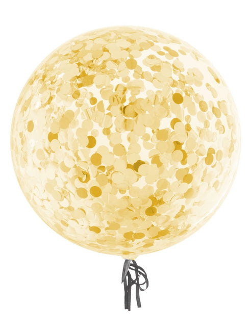 Feestbazaar Bubbel ballon met gouden confetti