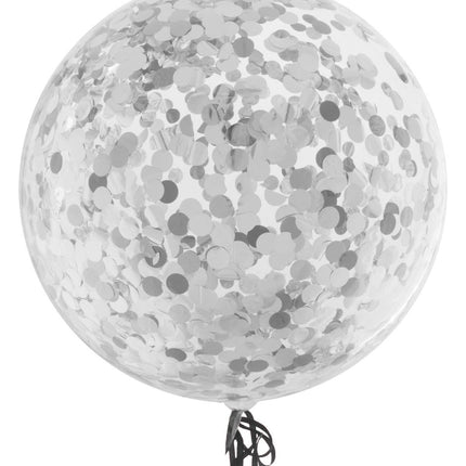 Feestbazaar Bubbel ballon met zilveren confetti