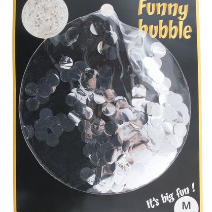 Feestbazaar Bubbel ballon met zilveren confetti