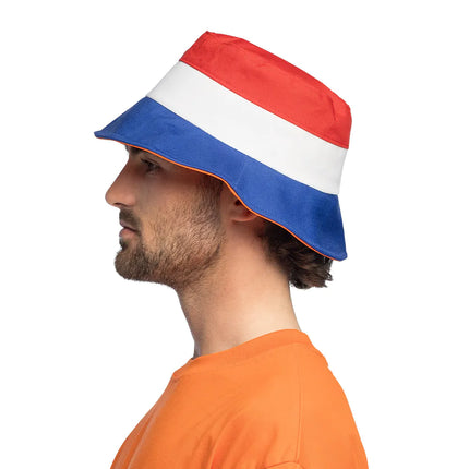 Feestbazaar Bucket Hoed Holland Rood Wit Blauw