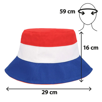 Feestbazaar Bucket Hoed Holland Rood Wit Blauw