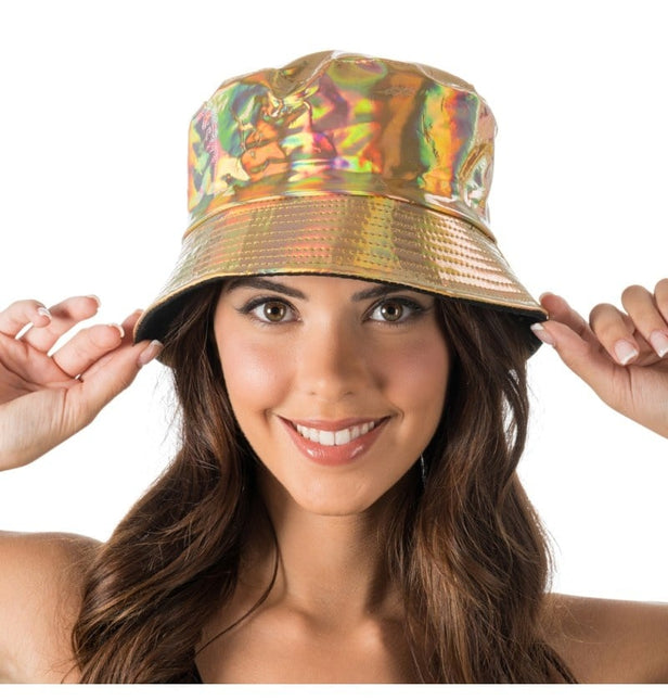 Feestbazaar Bucket Hoedje Goud Iriserend