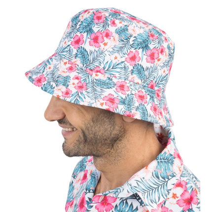 Feestbazaar Bucket Hoedje Hibiscus Tropisch