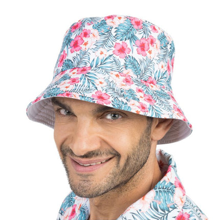 Feestbazaar Bucket Hoedje Hibiscus Tropisch