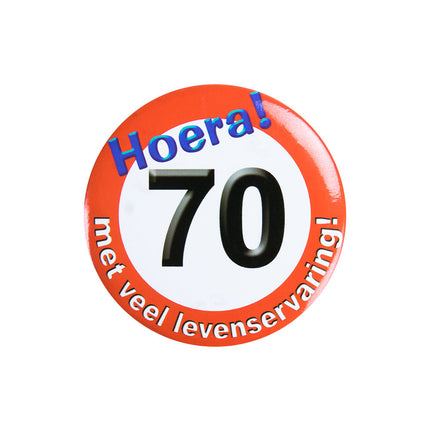 Feestbazaar Button Hoera 70 Jaar (5,5cm)