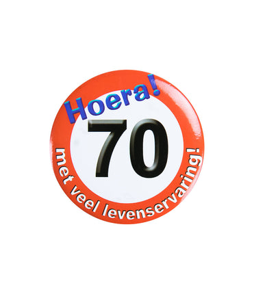 Feestbazaar Button Hoera 70 Jaar (5,5cm)