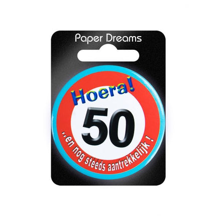 Feestbazaar Button klein - 50 jaar verkeersbord