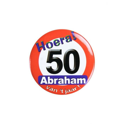 Feestbazaar Button klein Abraham Verkeersbord