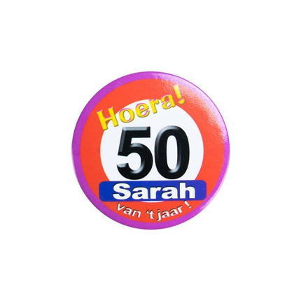 Feestbazaar Button klein Sarah verkeersbord