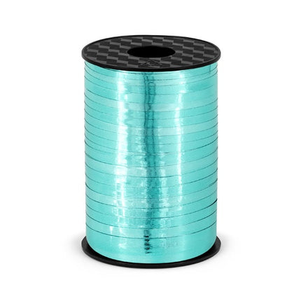 Feestbazaar Cadeaulint Turquoise Metallic 225m x 5mm