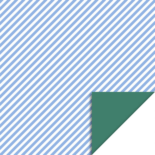 Feestbazaar Cadeaupapier Dubbelzijdig Blauw Gestreept/Groen