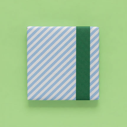 Feestbazaar Cadeaupapier Dubbelzijdig Blauw Gestreept/Groen