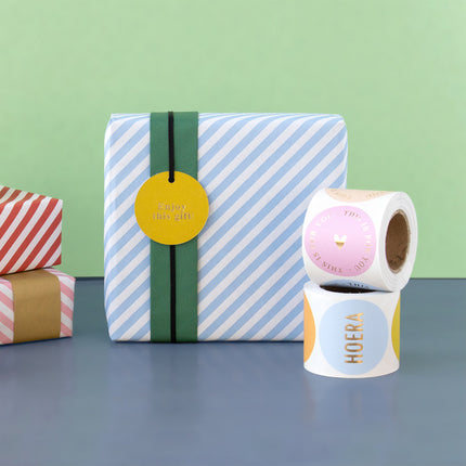 Feestbazaar Cadeaupapier Dubbelzijdig Blauw Gestreept/Groen