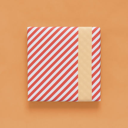 Feestbazaar Cadeaupapier Dubbelzijdig Rood Gestreept/Pastel Oranje