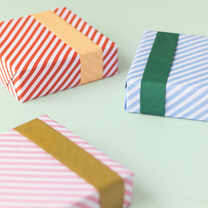 Feestbazaar Cadeaupapier Dubbelzijdig Rood Gestreept/Pastel Oranje