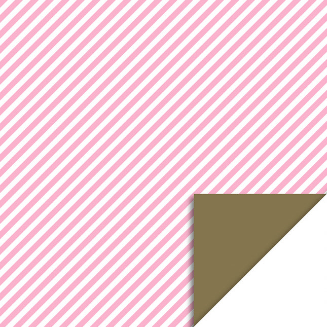 Feestbazaar Cadeaupapier Dubbelzijdig Roze Gestreept/Goud