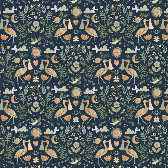 Feestbazaar Cadeaupapier Geboorte Chique Donkerblauw/Goud