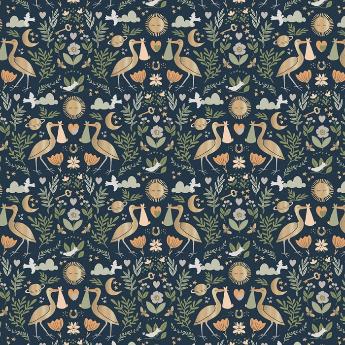 Feestbazaar Cadeaupapier Geboorte Chique Donkerblauw/Goud