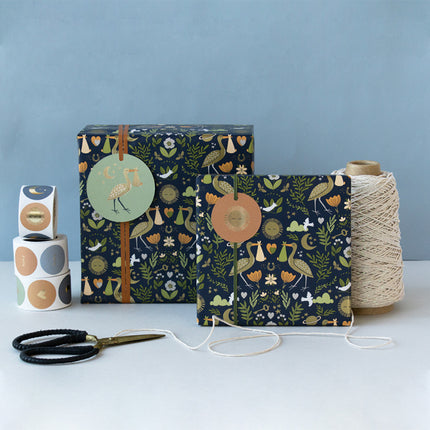 Feestbazaar Cadeaupapier Geboorte Chique Donkerblauw/Goud