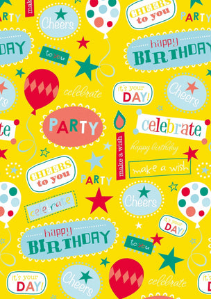 Feestbazaar Cadeaupapier Happy Birthday Geel