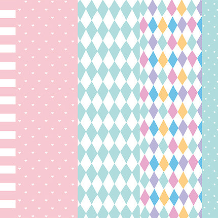Feestbazaar Cadeaupapier mix blauw/roze - 5 stuks