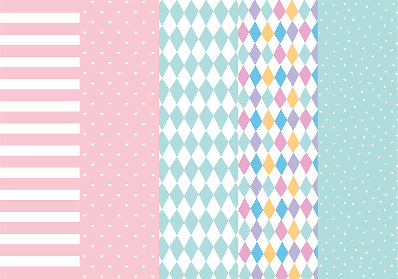 Feestbazaar Cadeaupapier mix blauw/roze - 5 stuks