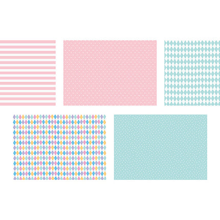 Feestbazaar Cadeaupapier mix blauw/roze - 5 stuks