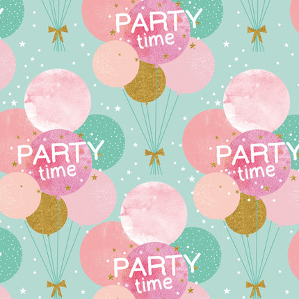Feestbazaar Cadeaupapier Party Time Ballonnen Pink