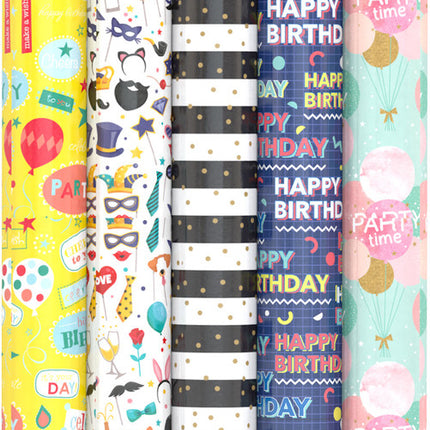 Feestbazaar Cadeaupapier Party Time Ballonnen Pink